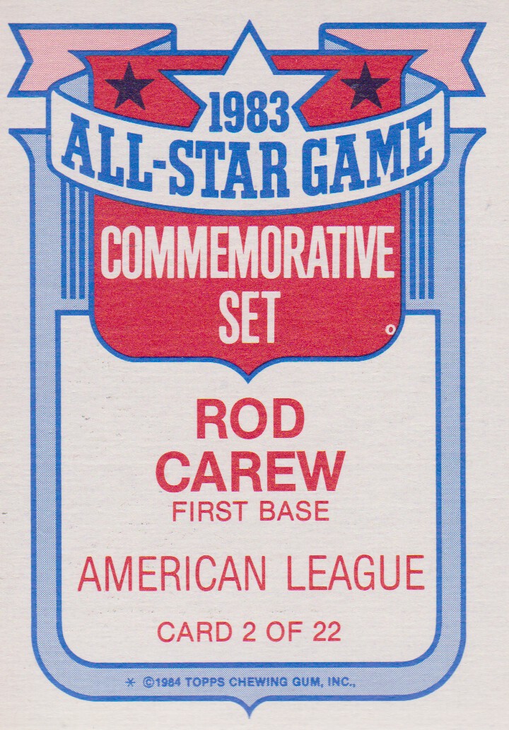 1984 Topps Glossy All-Stars #2 Rod Carew back image