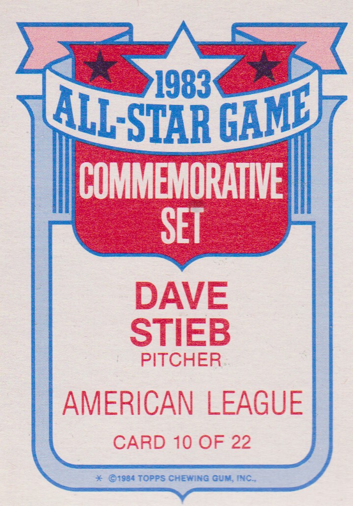 1984 Topps Glossy All-Stars #10 Dave Stieb back image