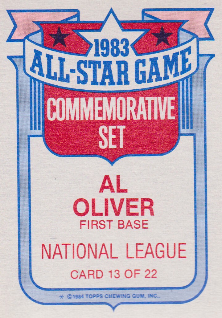 1984 Topps Glossy All-Stars #13 Al Oliver back image