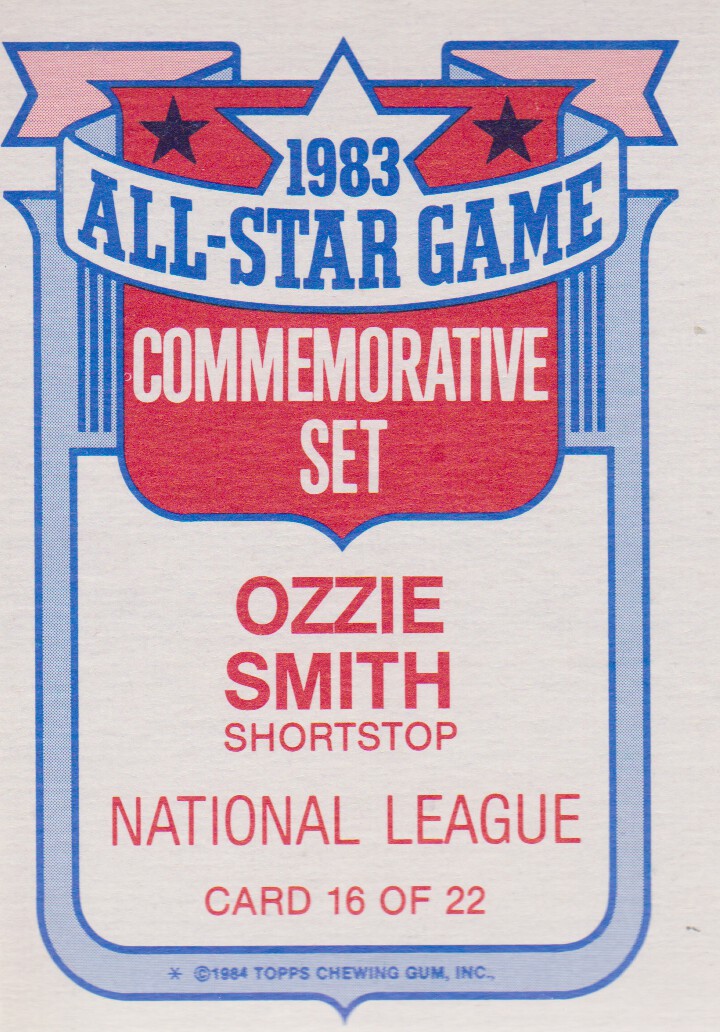1984 Topps Glossy All-Stars #16 Ozzie Smith back image