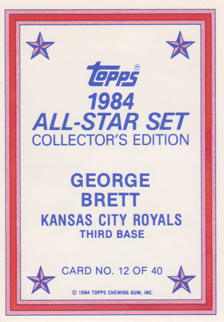 1984 Topps Glossy Send-Ins #12 George Brett back image
