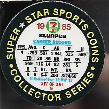 1985 Seven-Eleven Coins #E14 Cal Ripken back image