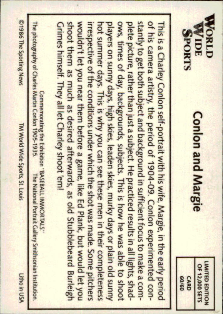 1986 Conlon Series 1 #60 Charles Conlon/Margie Conlon back image