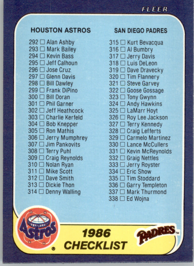 1986 Fleer Baseball "Main Set" Base Cards #441 to #660 - Picture 420 of 427