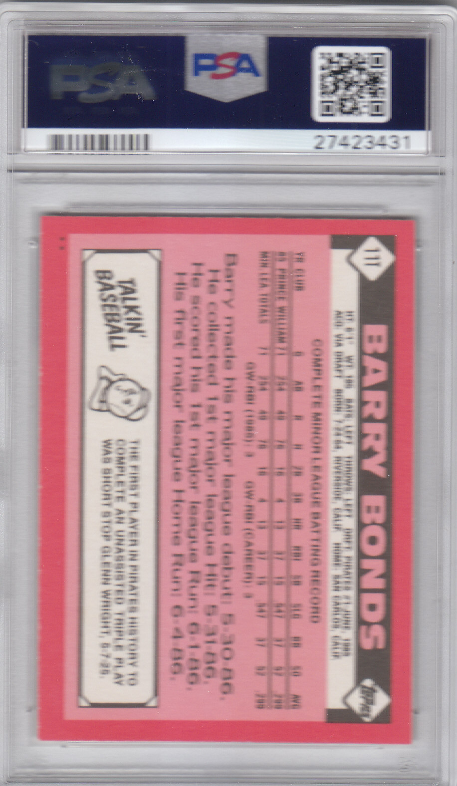 1986 Topps Traded #11T Barry Bonds XRC back image