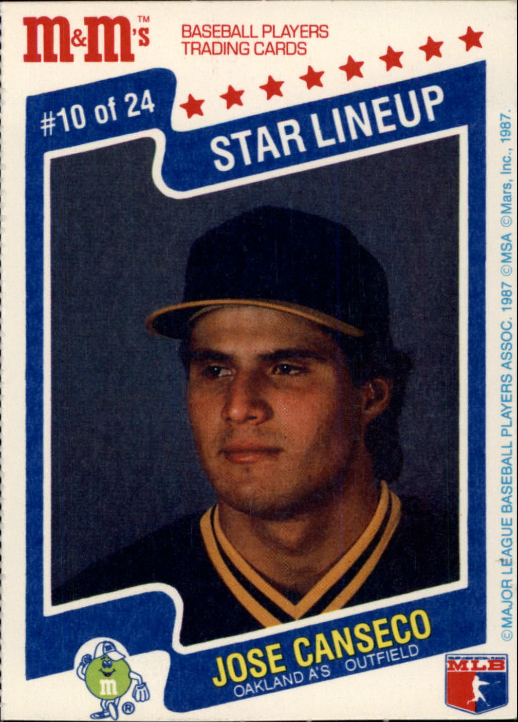 1987 M and M's Star Lineup #10 Jose Canseco - NM-MT