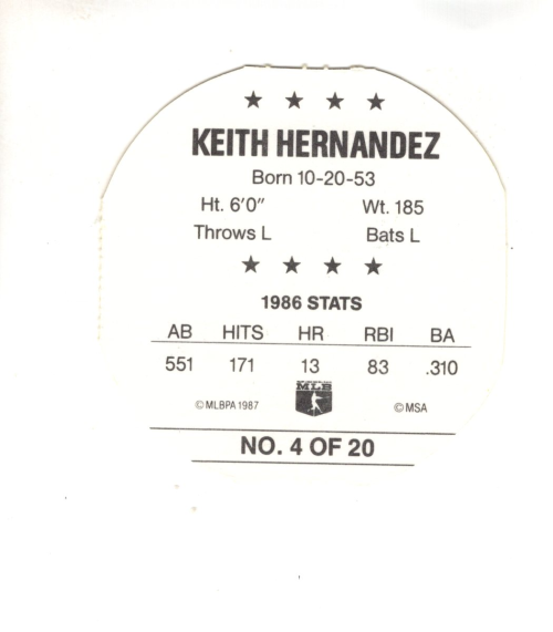 Tarjetas de béisbol B6962-1987 MSA Iced Tea Discs 1-20 -Tú eliges- 15+ ENVÍO GRATUITO A EE. UU. - Imagen 5 de 11