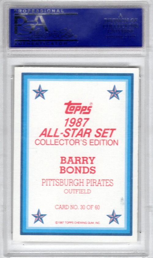 1987 Topps Glossy Send-Ins #30 Barry Bonds back image