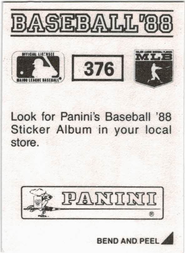 1988 Panini Stickers #376 Barry Bonds back image