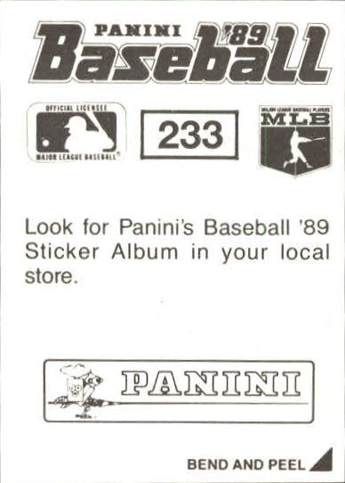 1989 Panini Stickers #233 Ryne Sandberg AS back image