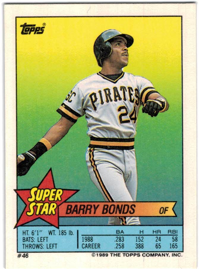 1989 Topps Sticker Backs #46 Barry Bonds