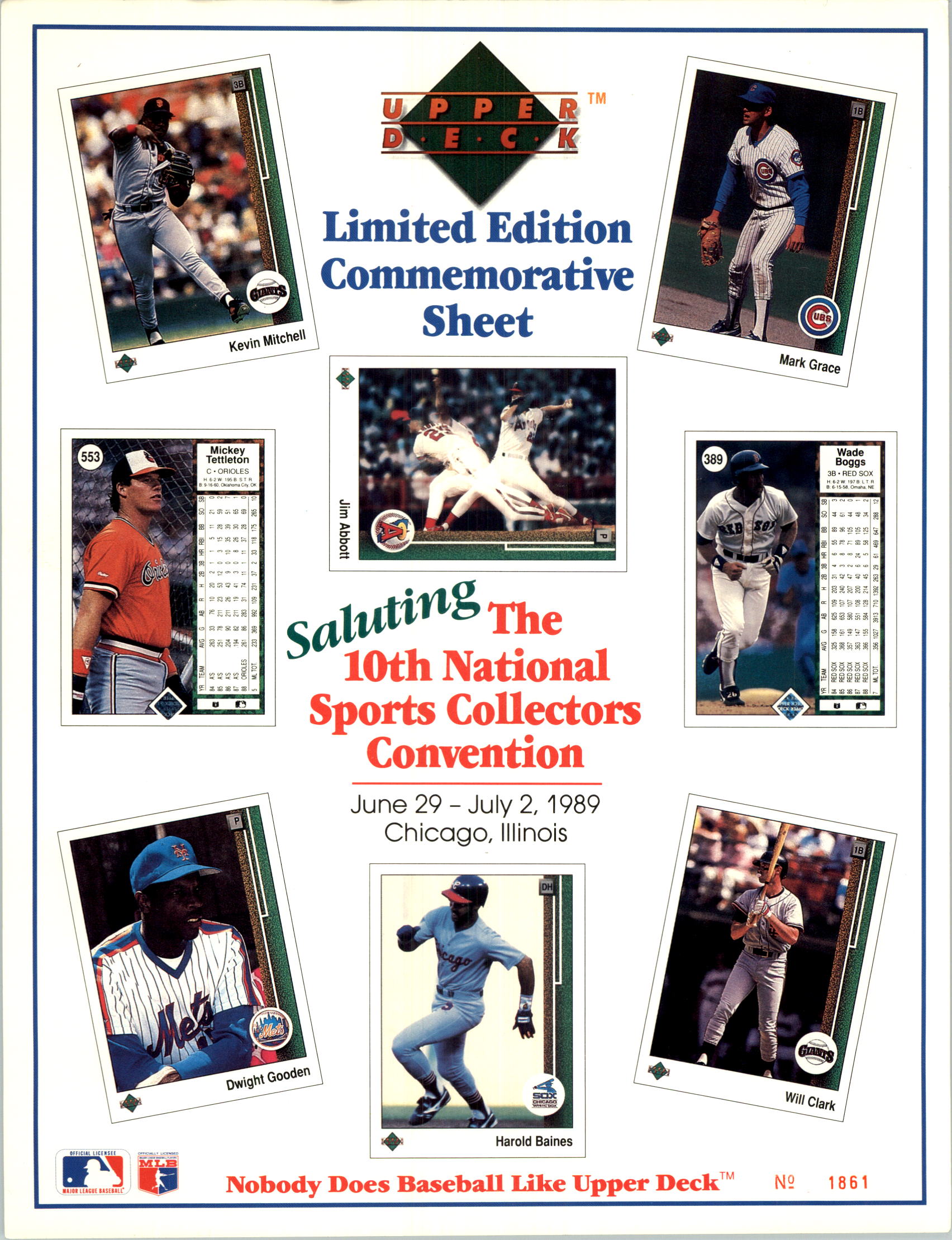 1989 Upper Deck Sheets #1 10th National Sports/Collectors Convention/Chica