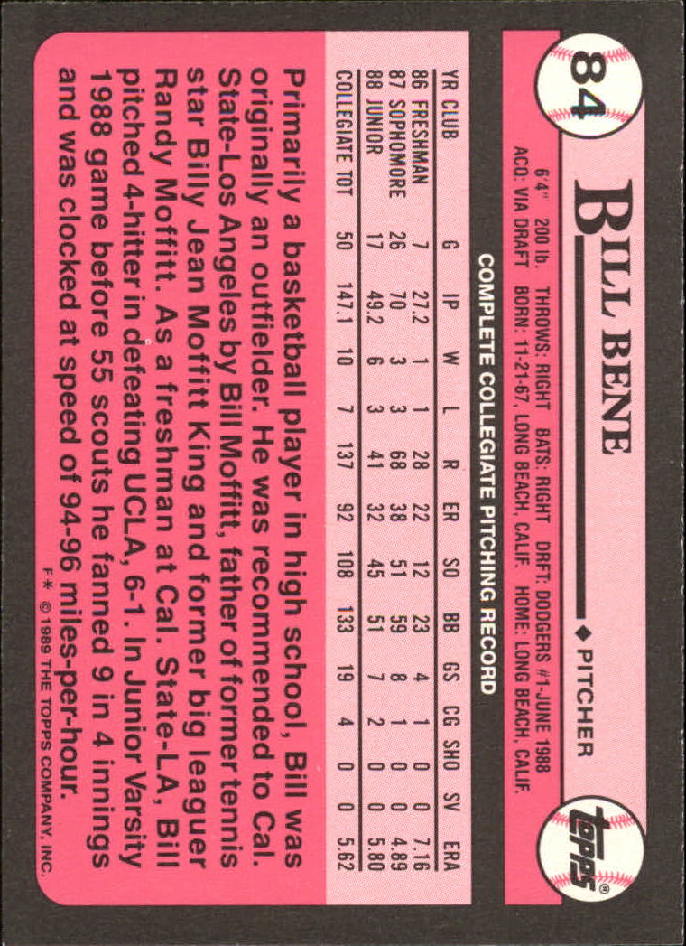1989 Topps Tiffany #84 Bill Bene FDP