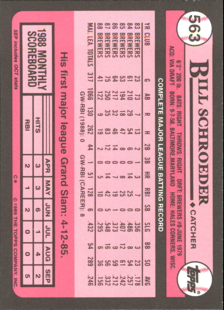 1989 Topps Tiffany #563 Bill Schroeder