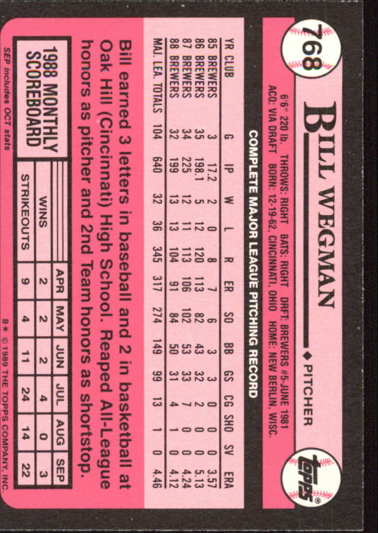 1989 Topps Tiffany #768 Bill Wegman