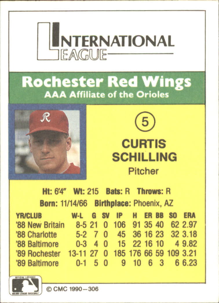 1990 CMC #306 Curt Schilling back image