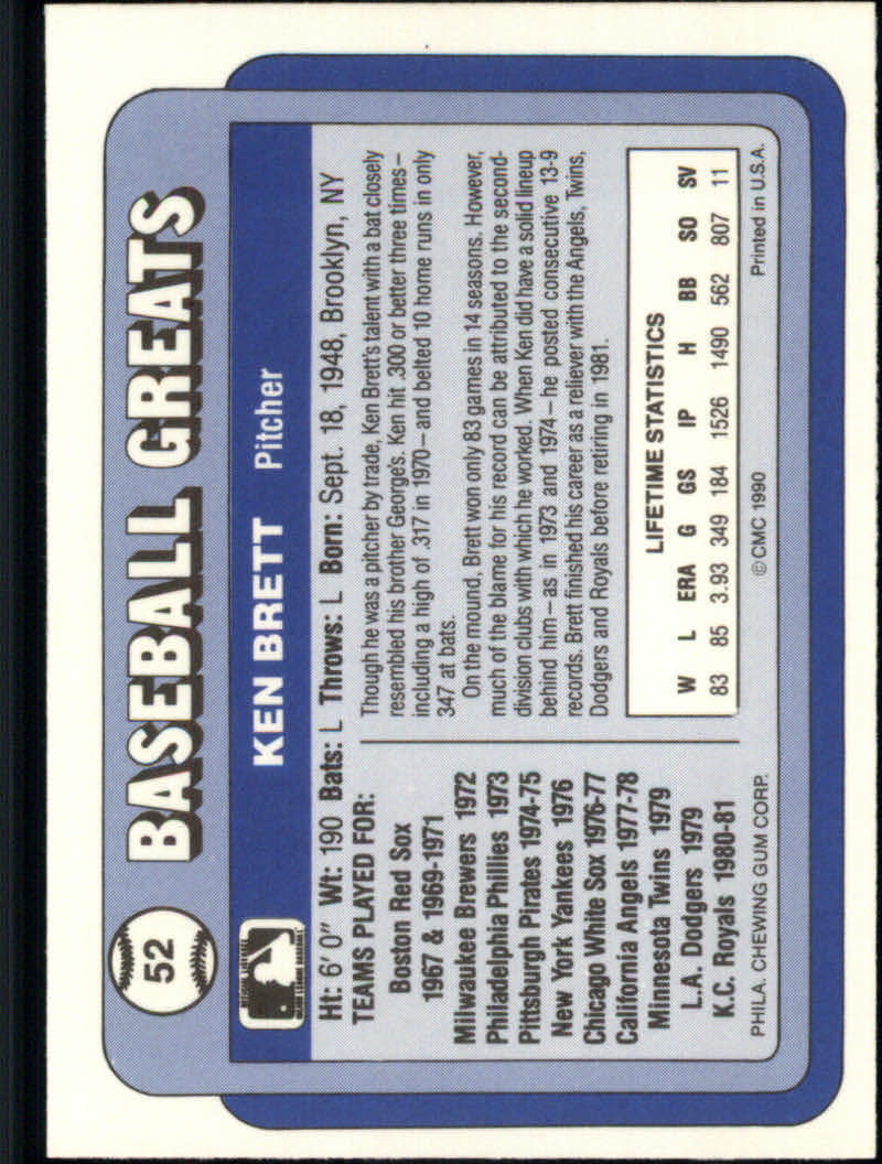 1990 Swell Baseball Greats "Main Set" Cards #1 to #135 - Picture 105 of 272