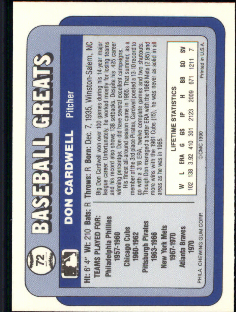 1990 Swell Baseball Greats "Main Set" Cards #1 to #135 - Picture 146 of 272