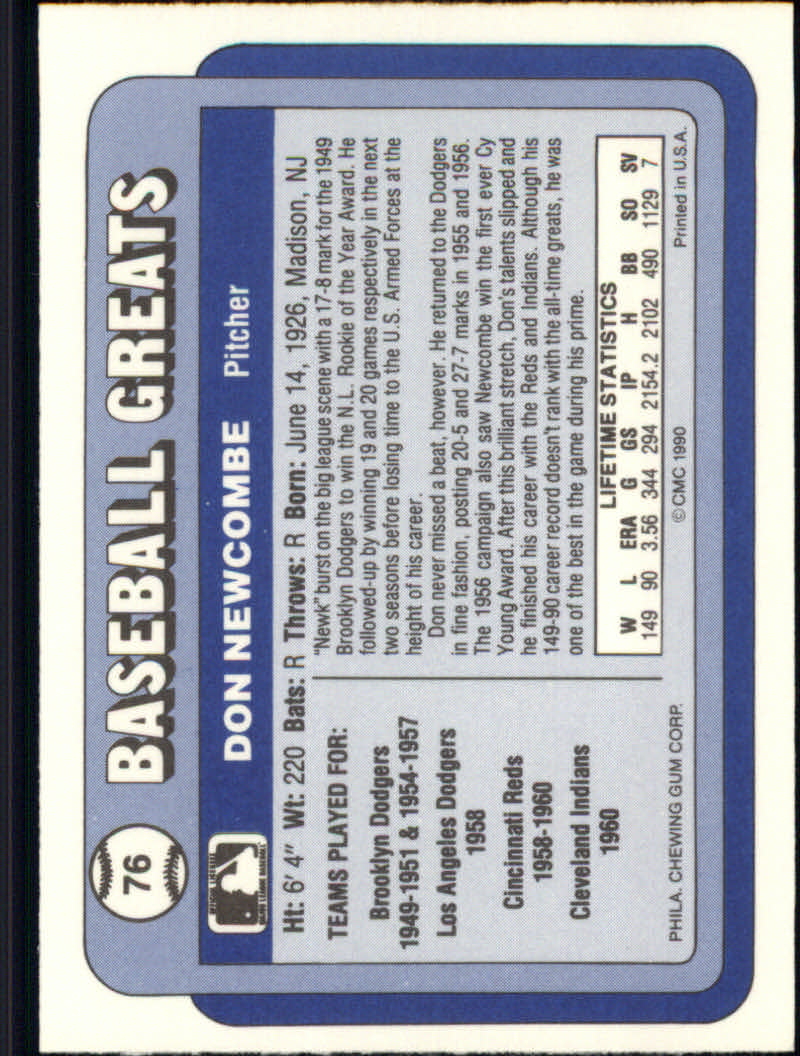 1990 Swell Baseball Greats "Main Set" Cards #1 to #135 - Picture 154 of 272