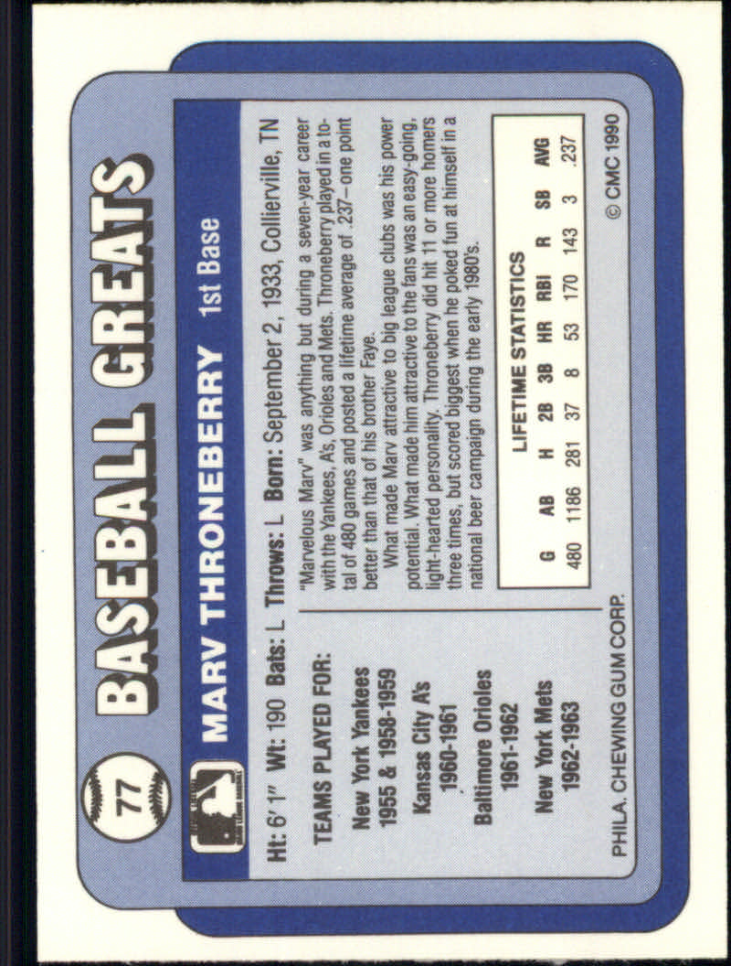 1990 Swell Baseball Greats "Main Set" Cards #1 to #135 - Picture 156 of 272