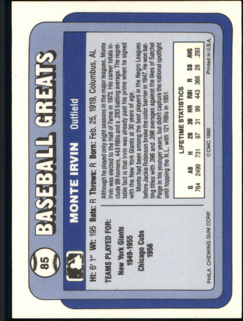 1990 Swell Baseball Greats "Main Set" Cards #1 to #135 - Picture 172 of 272