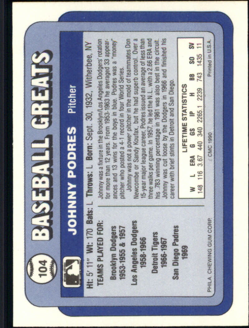 1990 Swell Baseball Greats "Main Set" Cards #1 to #135 - Picture 210 of 272