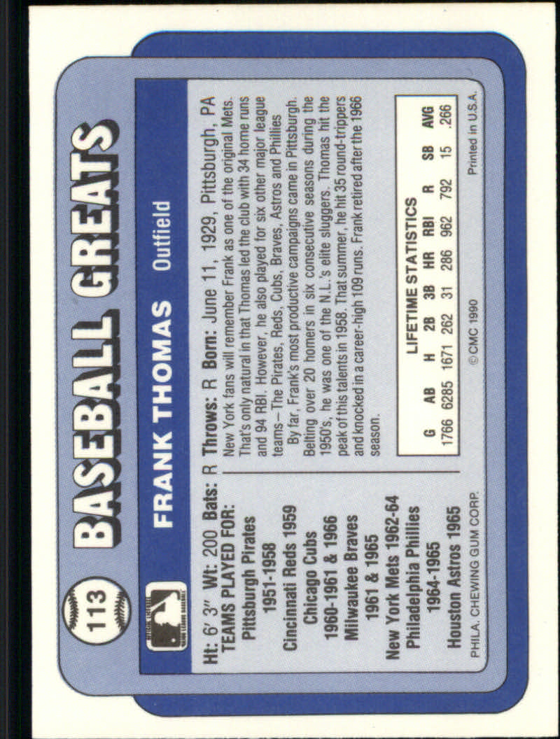 1990 Swell Baseball Greats "Main Set" Cards #1 to #135 - Picture 228 of 272