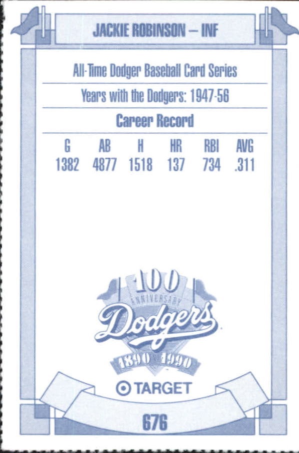 1990 Dodgers Target #676 Jackie Robinson back image