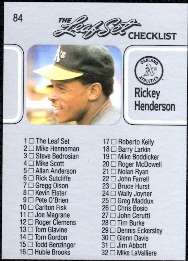 1990 Leaf #84 Rickey Henderson CL