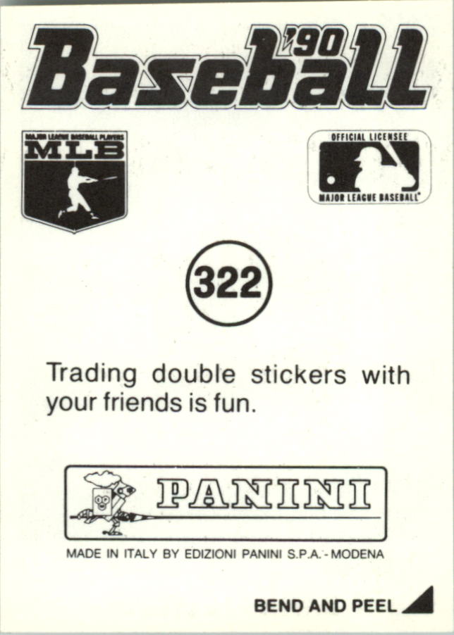 1990 Panini Stickers #322 Barry Bonds back image