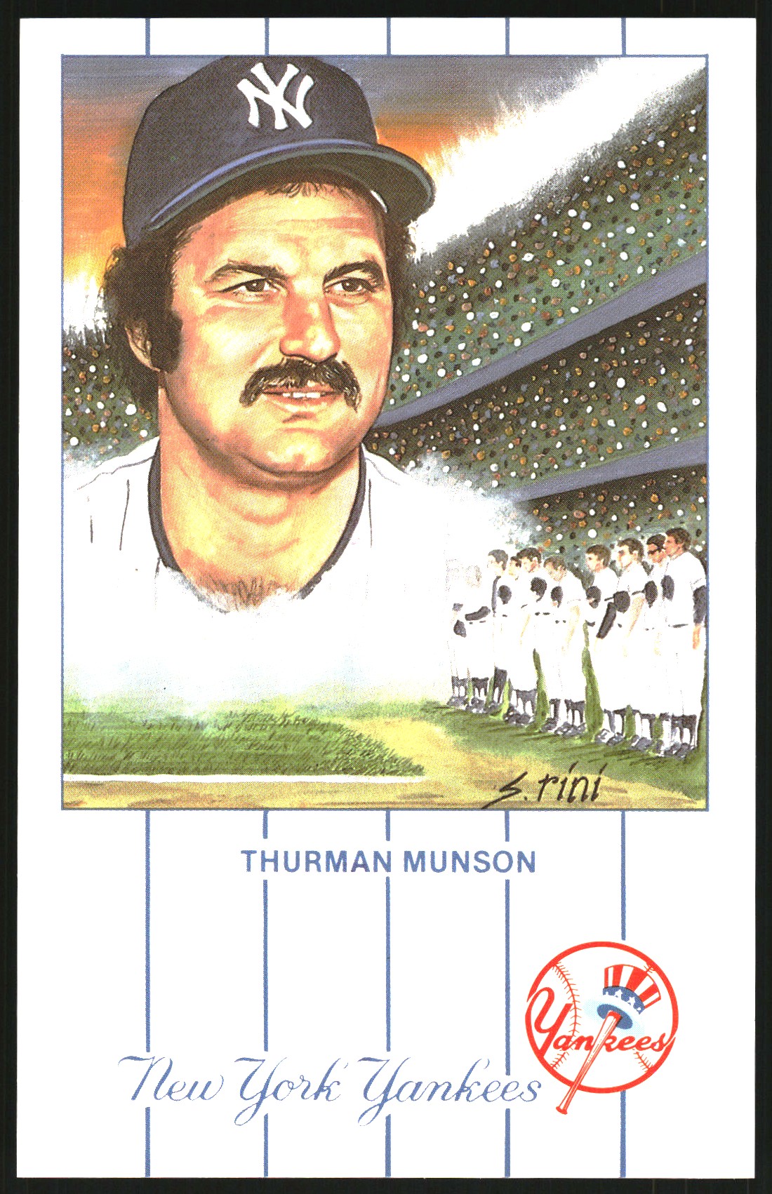 1990 Rini Postcards Munson #1 Thurman Munson/(Before a game)