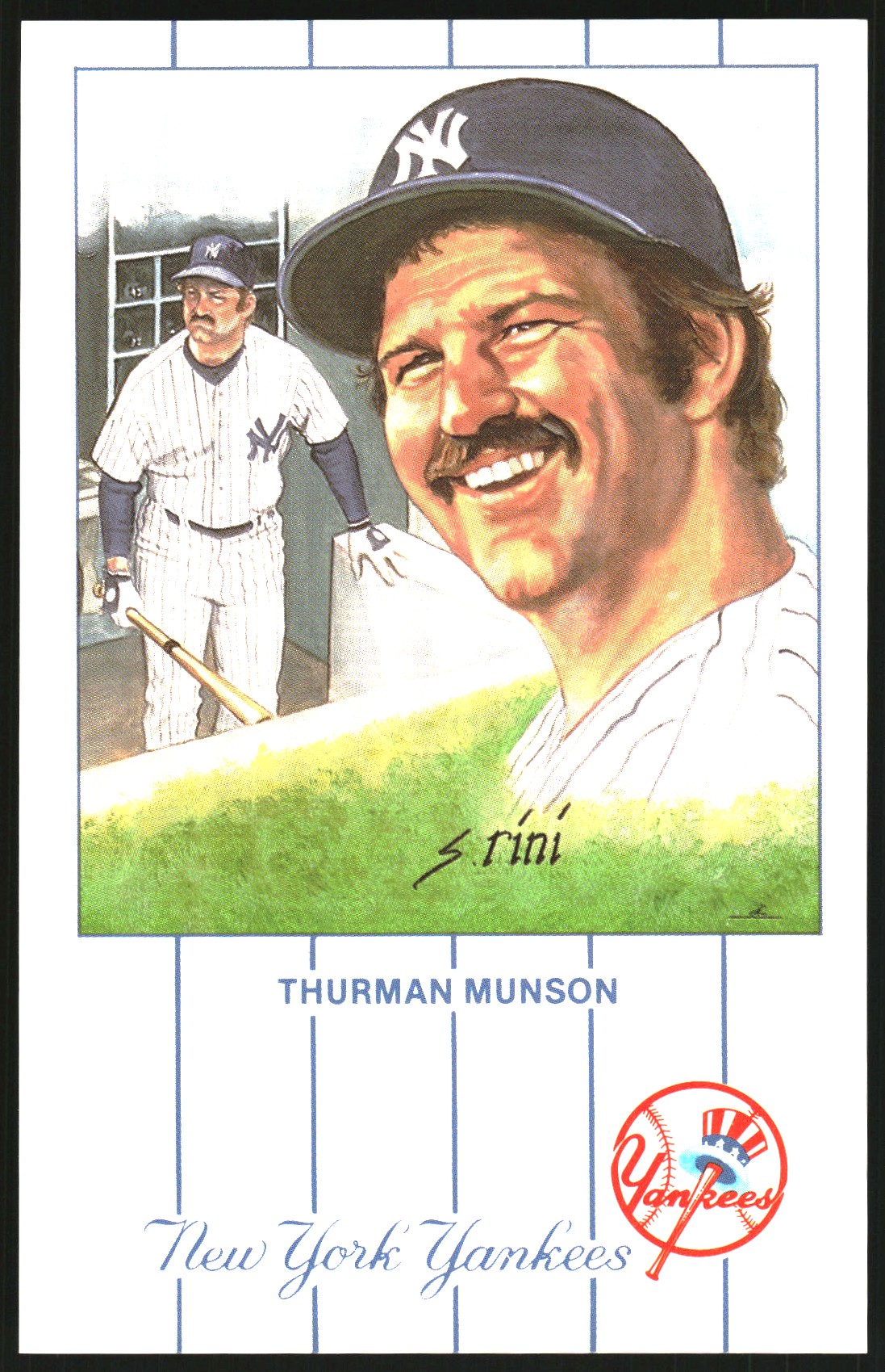 1990 Rini Postcards Munson #5 Thurman Munson/(Standing with bat/in right hand)