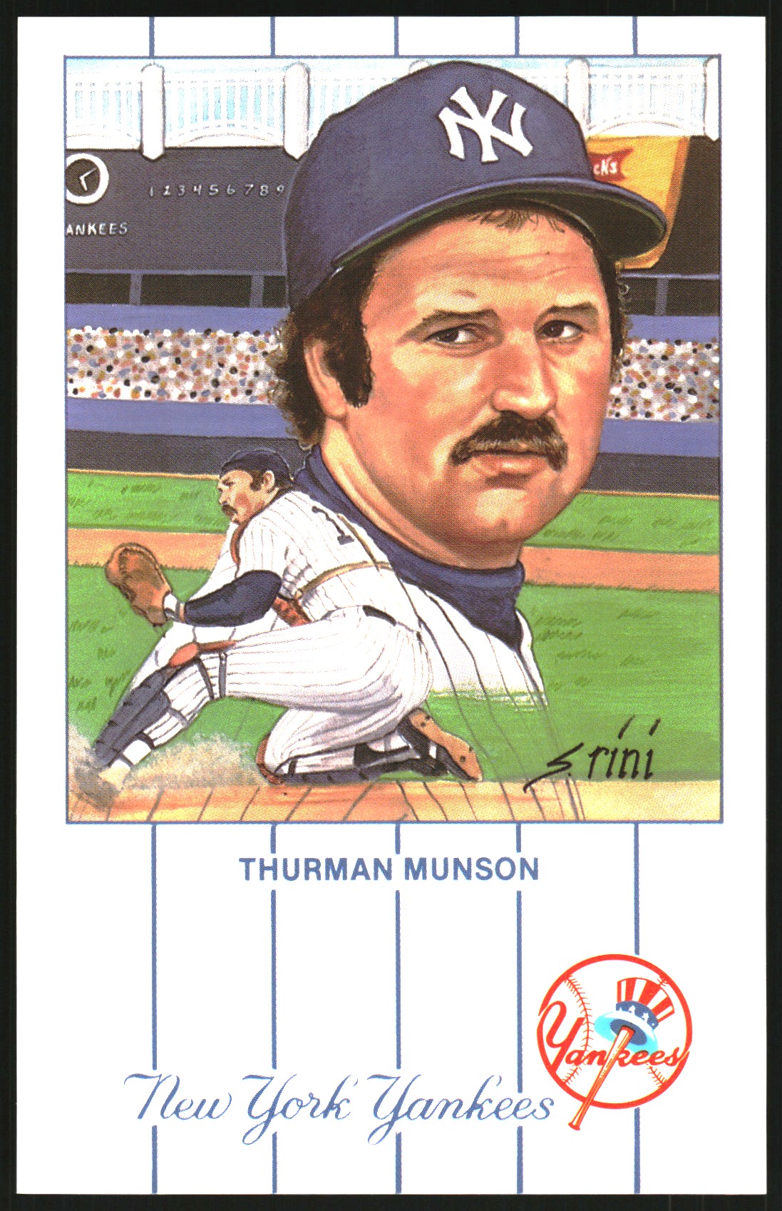 1990 Rini Postcards Munson #6 Thurman Munson/(Kneeling)