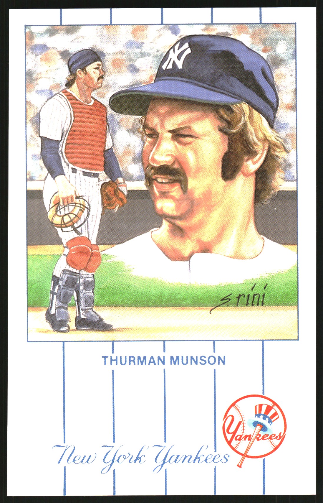 1990 Rini Postcards Munson #7 Thurman Munson/(Standing, with/catcher's uniform