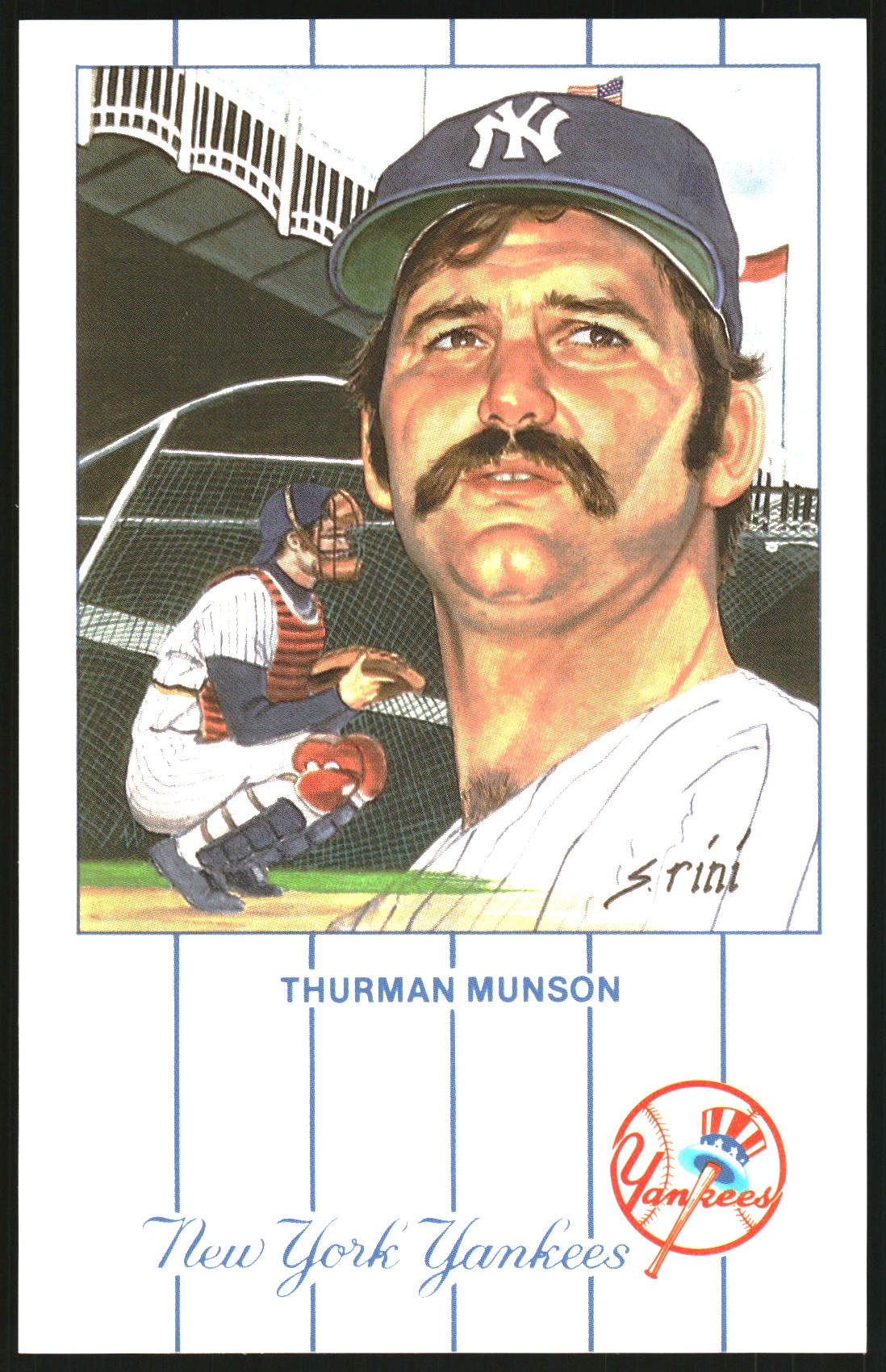 1990 Rini Postcards Munson #11 Thurman Munson/(Waiting for the ball)