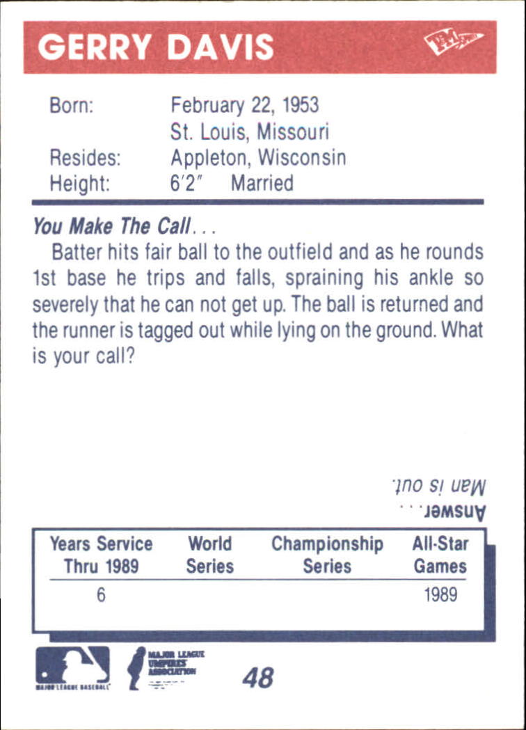 1990 T/M Umpires #48 Gerry Davis back image