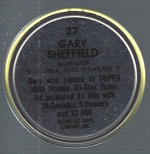 1990 Topps Coins #27 Gary Sheffield back image
