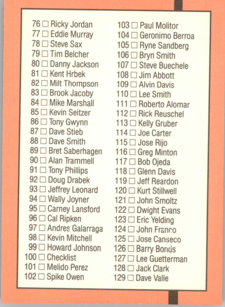 1990 Donruss #100A Checklist 28-129 - NM-MT - Simicards | Beckett ...