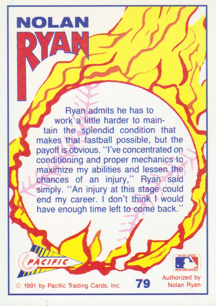 1991 Pacific Ryan Texas Express I #79 Nolan Ryan/Hard Work and Conditioning back image