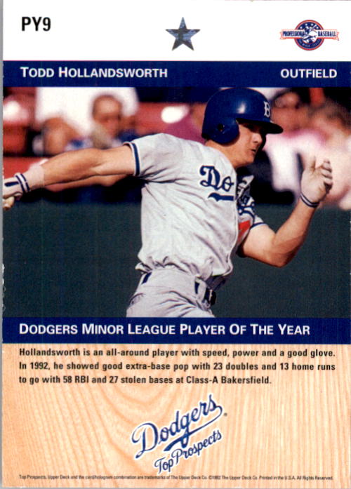 1992 Upper Deck Minors Player of the Year #PY9 Todd Hollandsworth back image
