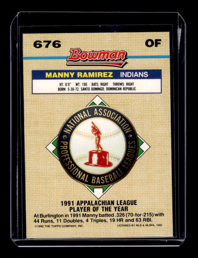 1992 Bowman #676 Manny Ramirez FOIL back image