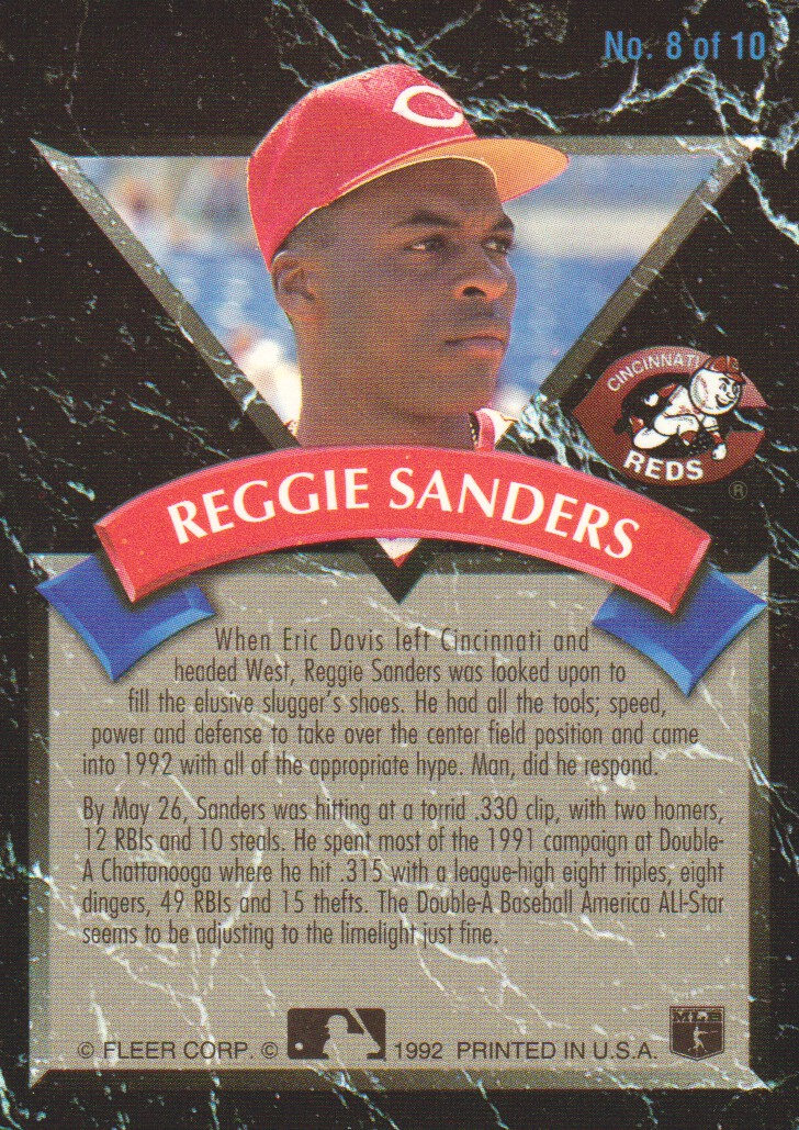 1992 Ultra All-Rookies #8 Reggie Sanders back image
