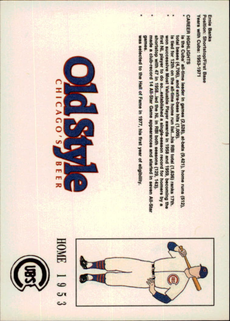 1992 Cubs Old Style #3 Ernie Banks back image
