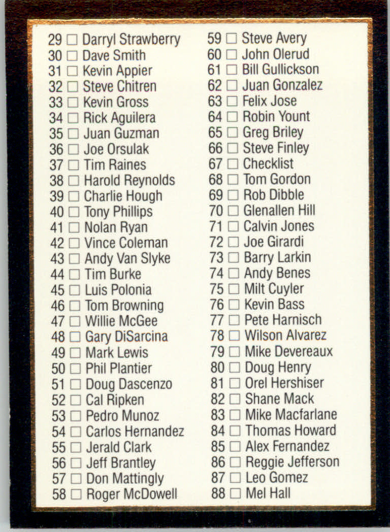 1992 Leaf Black Gold #67 Checklist 1-88/Frank Thomas