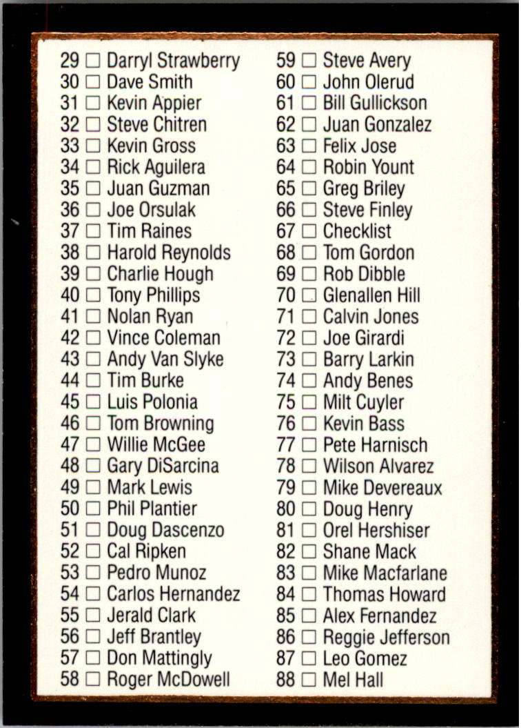 1992 Leaf Black Gold #67 Checklist 1-88/Frank Thomas