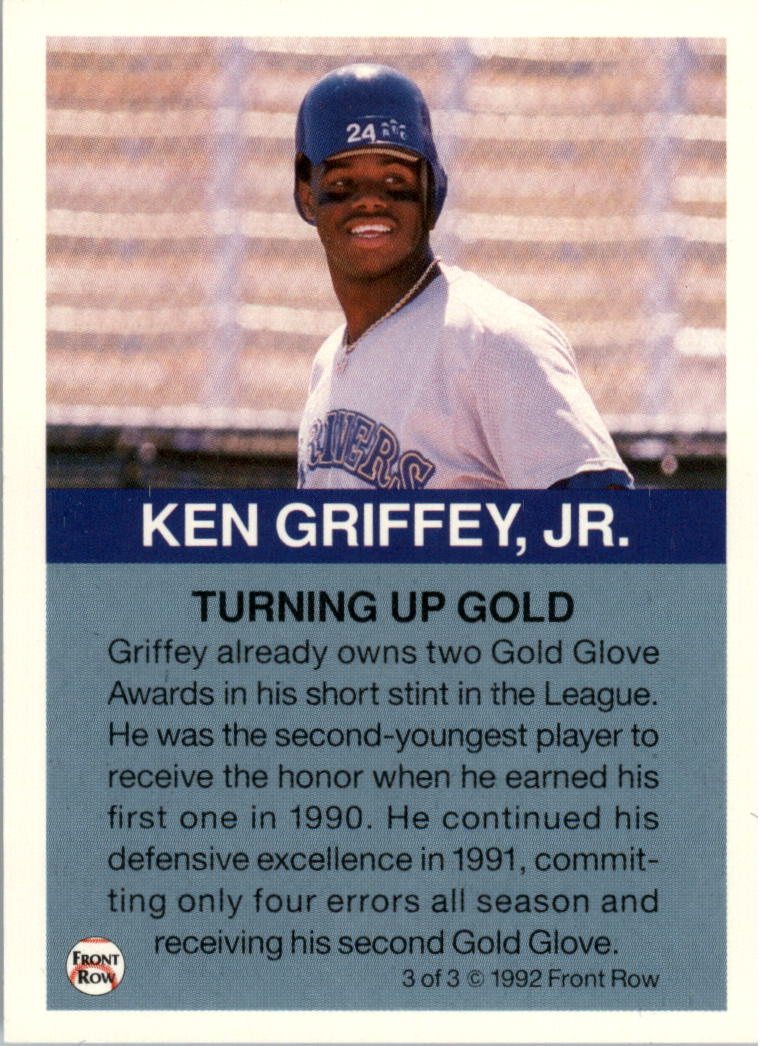 1992 Front Row Griffey Holograms #3 Ken Griffey Jr./Turning Up Gold back image