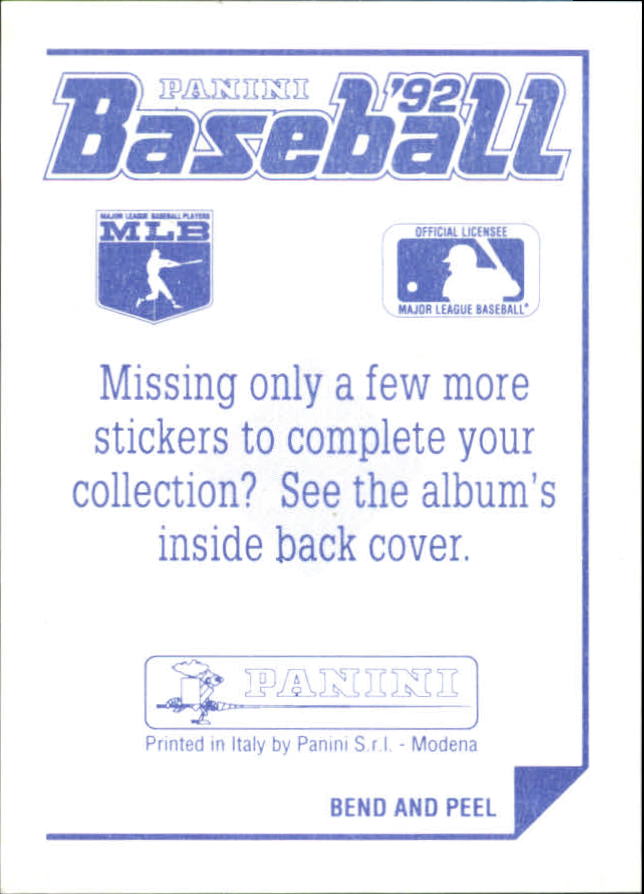 1992 Panini Stickers #2 MLB Logo back image