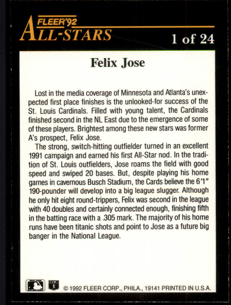 1992 Fleer Baseball "All-Stars" Insert Cards - Picture 3 of 46