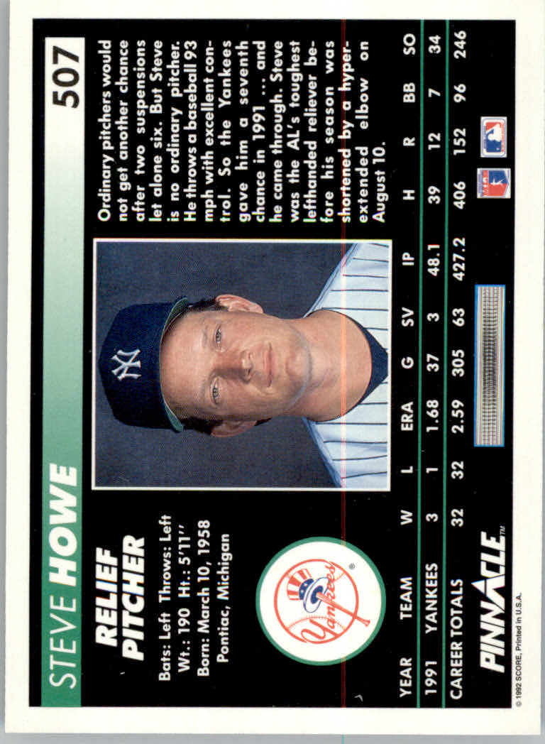 1992 Pinnacle (Score) Baseball "Main Set" Base Cards #401 to #620 - Picture 215 of 441