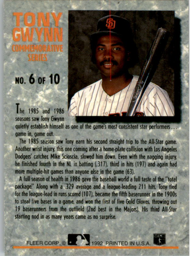 1992 Ultra Gwynn #6 Tony Gwynn back image